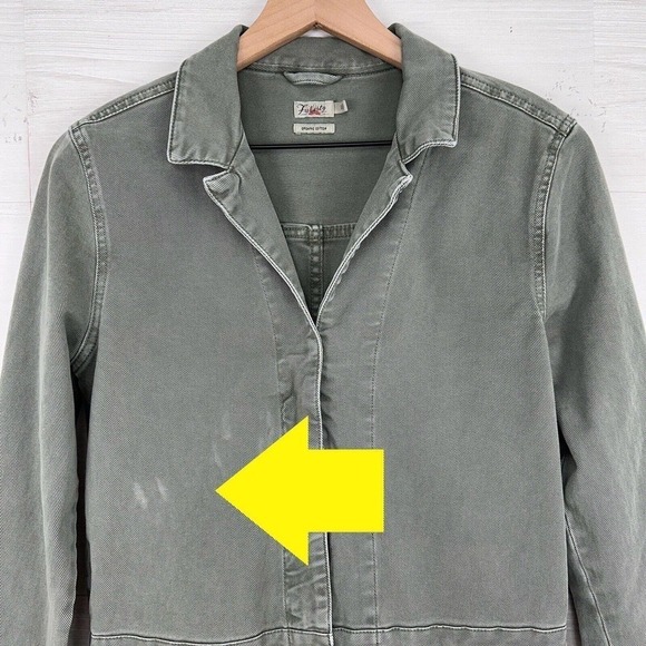 Faherty Womens Overland Twill Jumpsuit Small Olive Green Utility Flight FLAWED - Picture 4 of 16